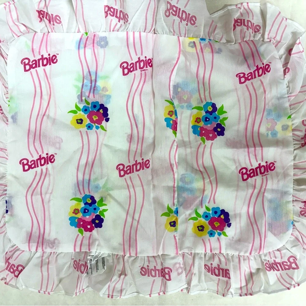 NWOT Vintage Barbie pillow sham standard size sham with ruffle edge